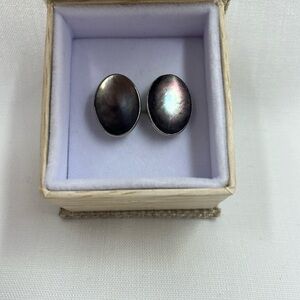 Vintage Hickok Abalone and Silver Cuff Links
